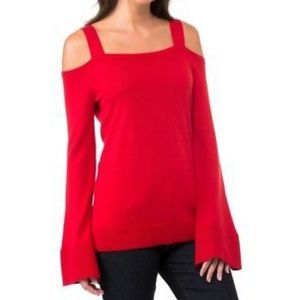 NWT Michael Kors MK Cold Shoulder Sweater Red sz S